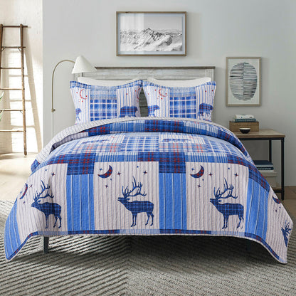 Christmas Bedspread Quilt Set Luxurious Coverlet Warm Bedding Set, Green