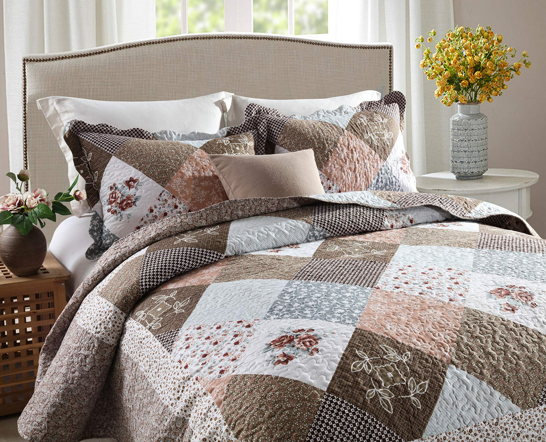 Seturi de pilote din microfibră cu cuverturi Set cuvertură de pat supradimensionată, model de grădină liniștită, dimensiune întreagă 
