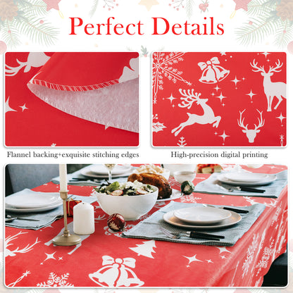 Christmas Vinyl Rectangle Plastic Tablecloth, Scarlet