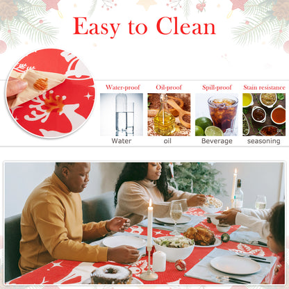 Christmas Vinyl Rectangle Plastic Tablecloth, Scarlet