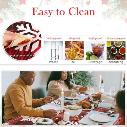 Christmas Vinyl Rectangle Plastic Tablecloth, Plaid Red