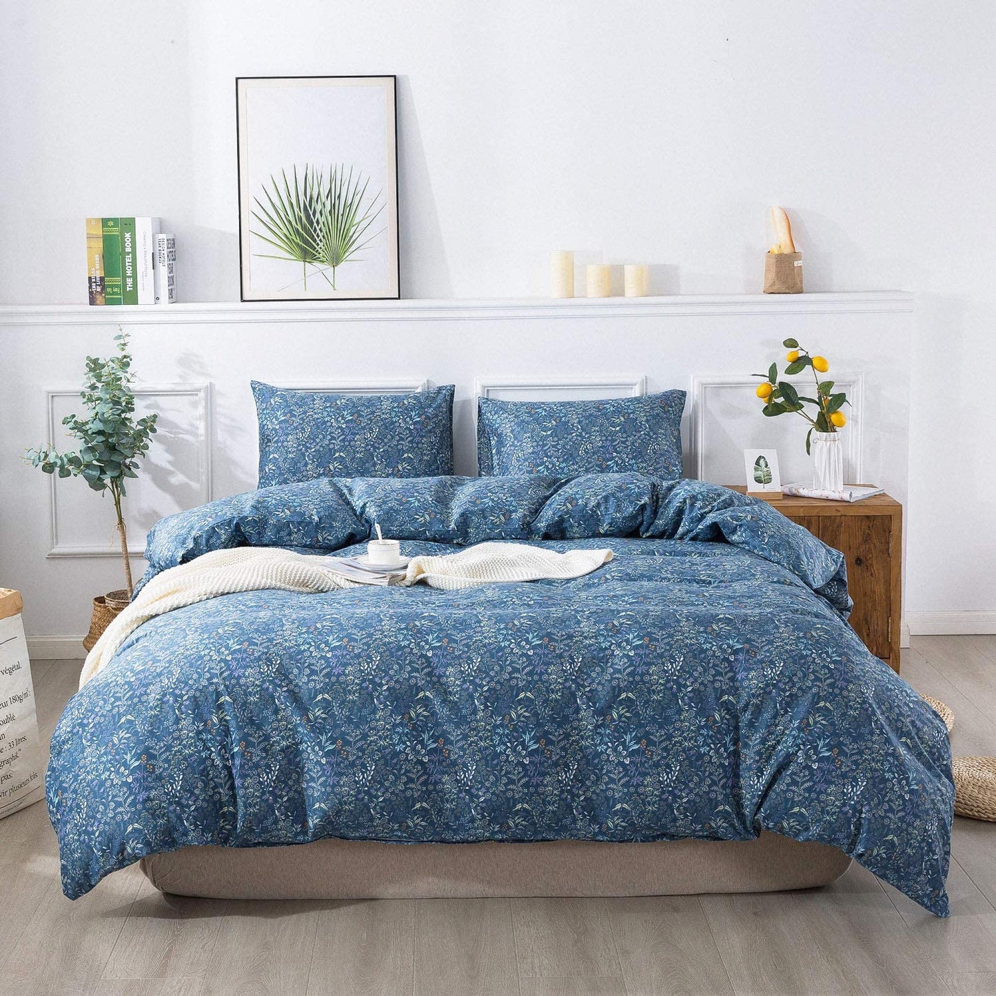 Cotton Duvet Cover,Floral Comforter Cover Set, Soft&Breathable, Natural Flower Collections
