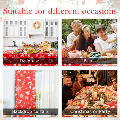 Christmas Vinyl Rectangle Plastic Tablecloth, Scarlet