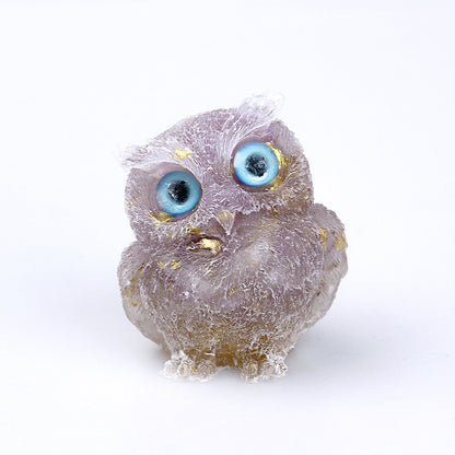 Hand-carved Natural Crystal Owl Statue Reiki Healing Decoration Best Gift