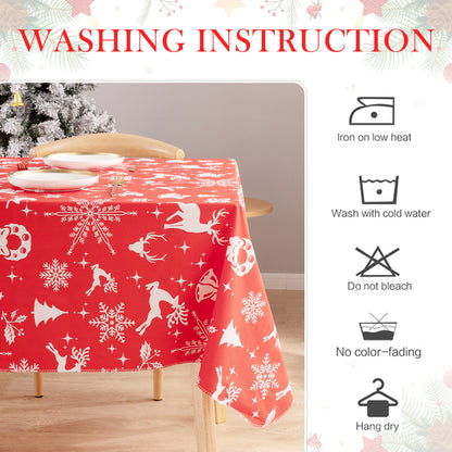 Christmas Vinyl Rectangle Plastic Tablecloth, Scarlet
