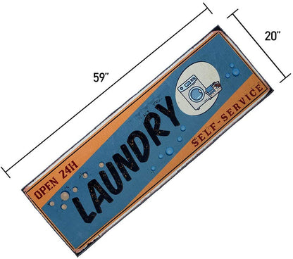 Laundry Room Decorative Printed Runner Rug (20"x59", Blue ,Orange)