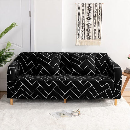 Geometric Pattern Sofa Slipcover Stretch Arm Chair Large Sofa Slipcover with 2 Pillow Cover Leather Furniture Protector for 3-Seat Sofa