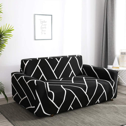 Geometric Pattern Sofa Slipcover Stretch Arm Chair Large Sofa Slipcover with 2 Pillow Cover Leather Furniture Protector for 3-Seat Sofa