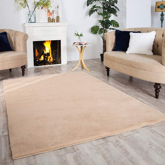 Luxury Bedside Carpet for Bedroom Living Room, 3ft x 5ft, Khaki