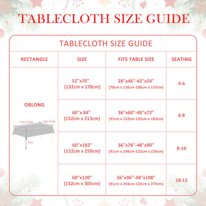 Christmas Vinyl Rectangle Plastic Tablecloth, Plaid Red
