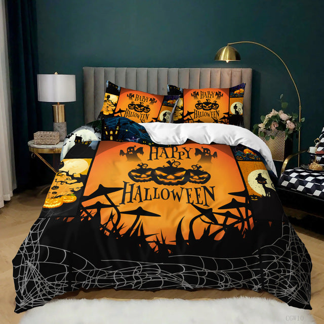 Kit de imprimare pentru păianjen de Halloween Husă de pilota, set de lenjerie de pat 3 piese