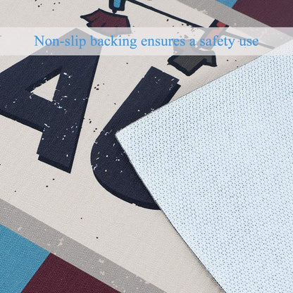 Laundry Room Decorative Printed Runner Rug (20"x59", Blue ,Orange)