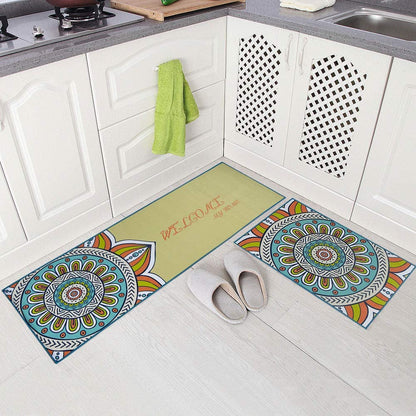Vintage Baroque Design Non-Slip Kitchen Mat Runner Rug Set
