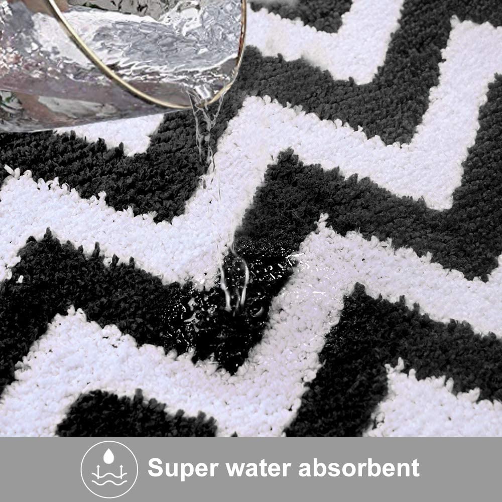 Microfiber Chevron Non-Slip Bathroom Rug