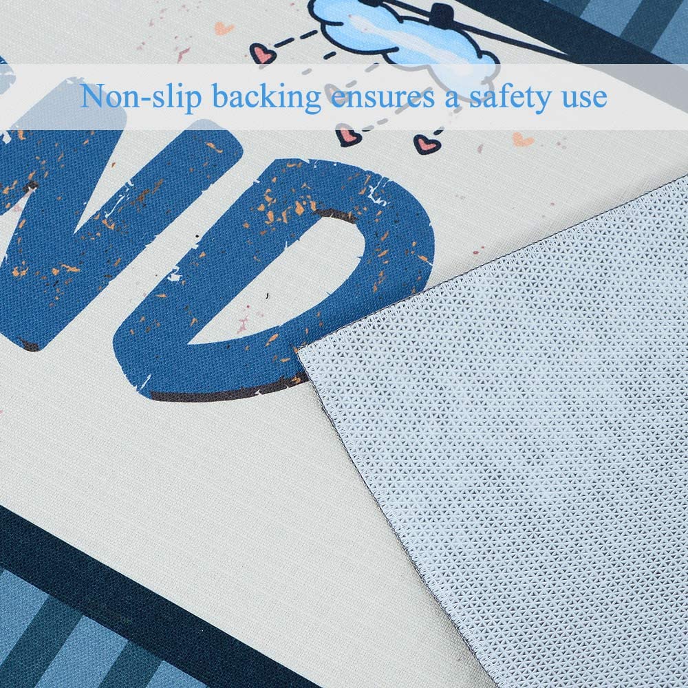 Laundry Room Decorative Printed Runner Rug (20"x59", Blue ,Orange)
