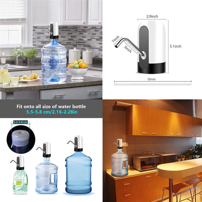 Water Bottle Dispenser Portable Electric Water Bottle Pump for Universal 5 Gallon Bottle (Black+White)