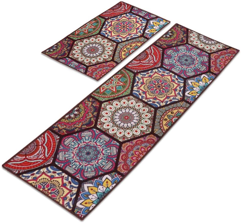 Vintage Boho Design Non-Slip Kitchen Rug Mat Runner