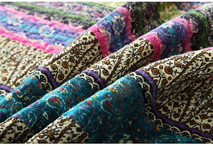100% Cotton Striped Jacquard Style Patchwork Bedspread Quilt Sets, Full Size
