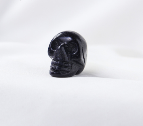 Hand Carved Blue Aventurine Quartz Crystal Skull for Fengshui Decoration