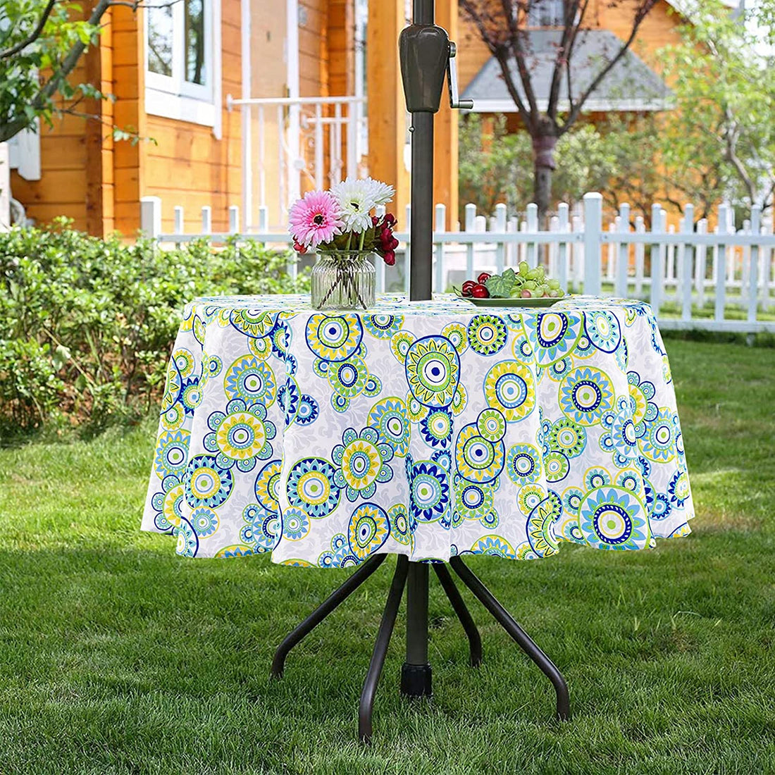 Față de masă rotundă de grădină 60 inch, față de masă pentru exterior 