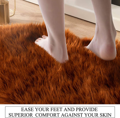 Super Soft Fluffy Shaggy Faux Fur Rug-2ft x 3ft, Brown