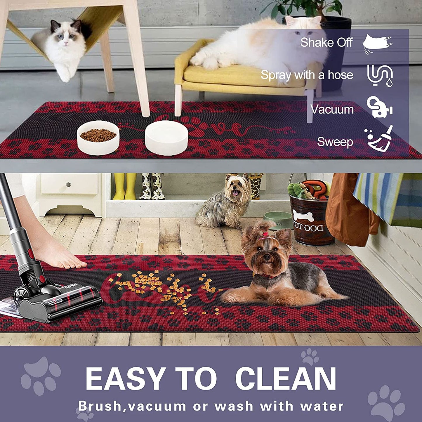 Dog and Cat Food Mat Washable Dog Mat for Food and Water Non Slip Pet Food Bowl Mat