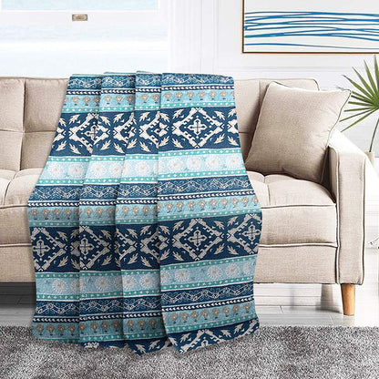 Quilted Throw Blanket for Bed Couch Sofa, Striped Bohemian Pattern
