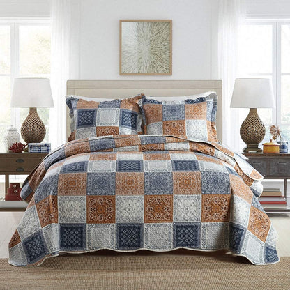 Microfiber Bedspread Quilt Sets Floral Patchwork Lightweight Coverlet Set with Shams Reversible Quilted Bedding Set
