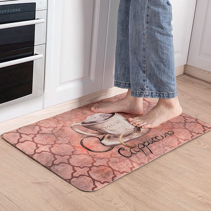 Cappuccino Plaid Kitchen Rug,Comfort Floor Mat