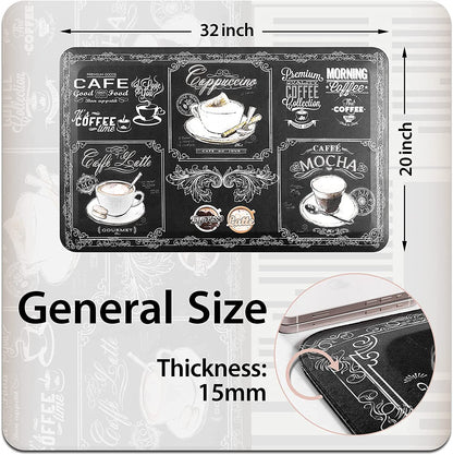 Cafe Print Kitchen Rug Cushioned Mat for Home Kitchen