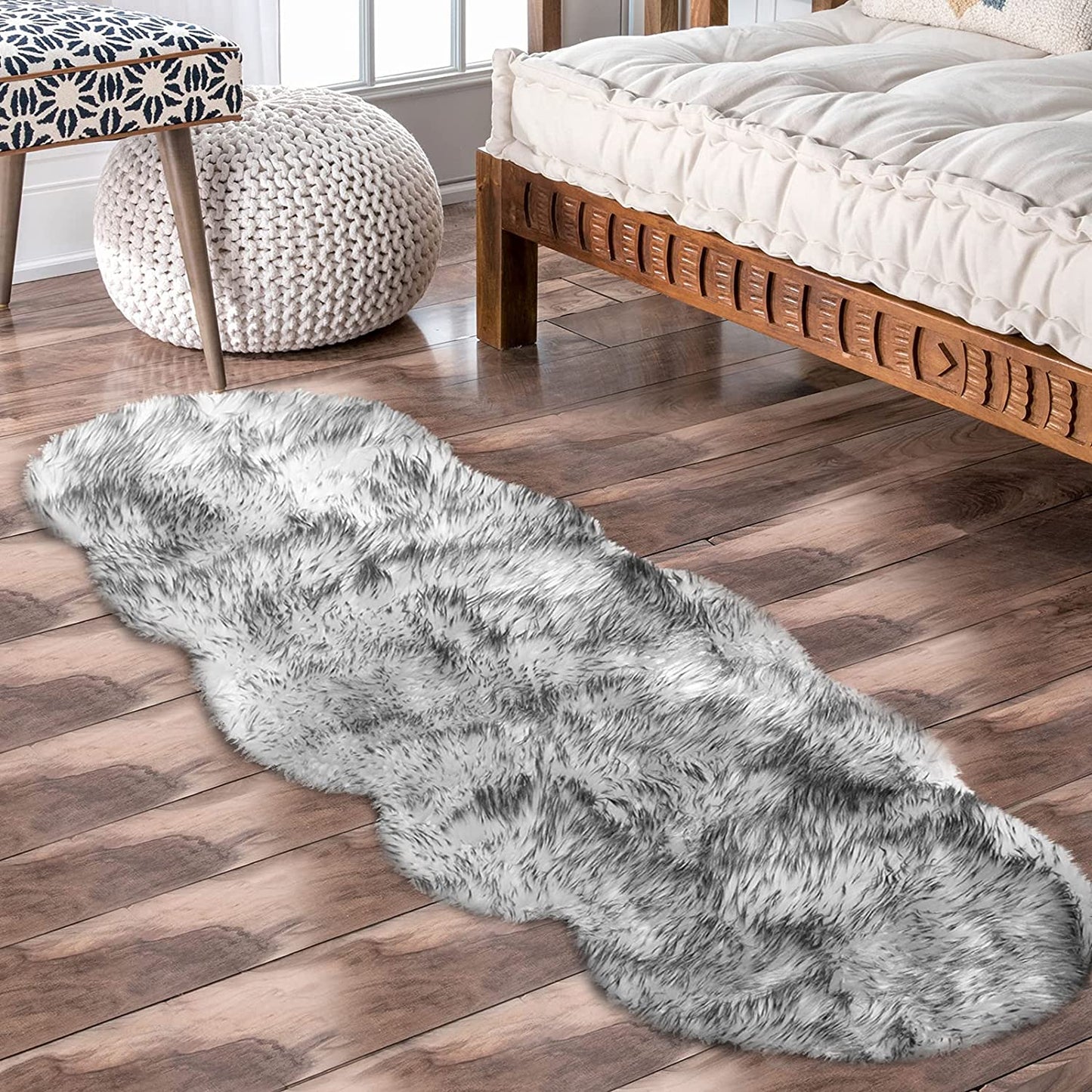 Super Soft Fluffy Shaggy Faux Fur Rug No Shedding Faux Sheepskin Chair Cover Seat