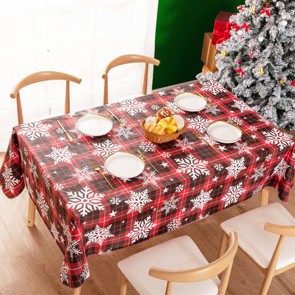 Christmas Vinyl Rectangle Plastic Tablecloth, Plaid Red