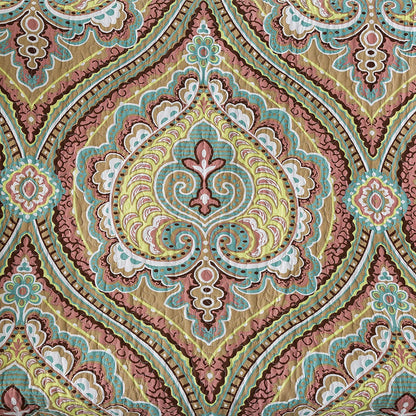 Quilted Throw Blanket for Bed Couch Sofa, European Paisley Blossom