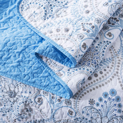 Microfiber Quilt Sets Reversible Bedspreads Patchwork Coverlets Floral Bedding Set