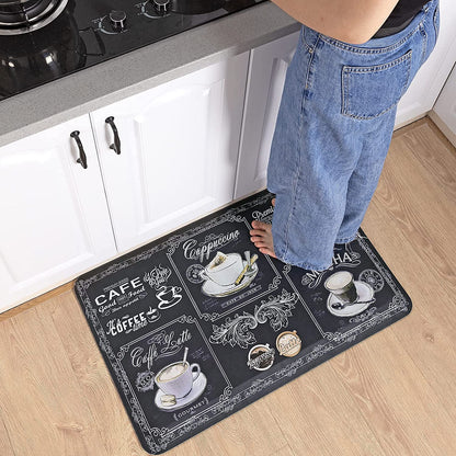 Cafe Print Kitchen Rug Cushioned Mat for Home Kitchen