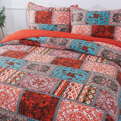 Cotton Bedspread Quilt Sets,Classic Plaid Pattern, Patchwork Coverlet Set