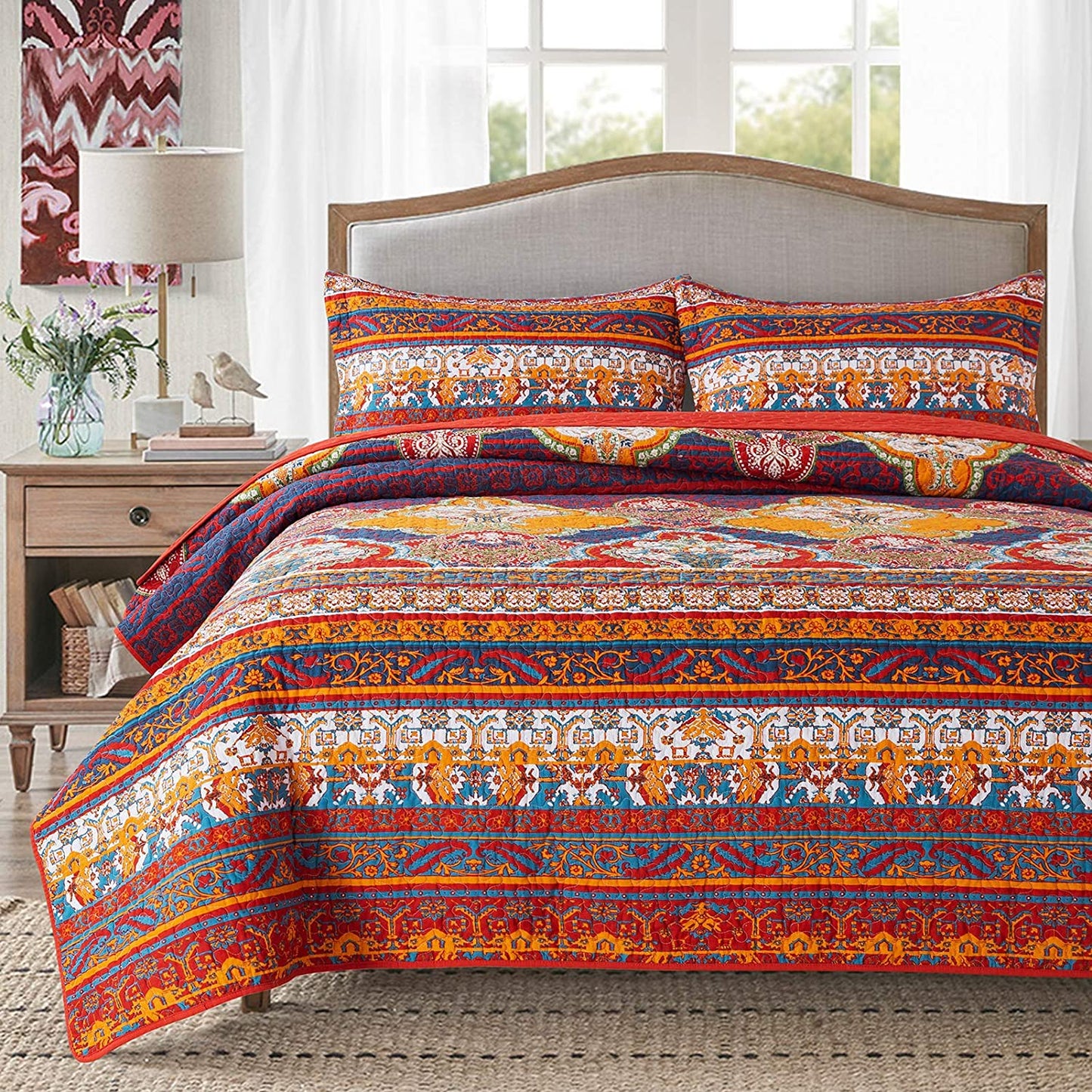 Cotton Bedspread Quilt Sets Floral Pattern