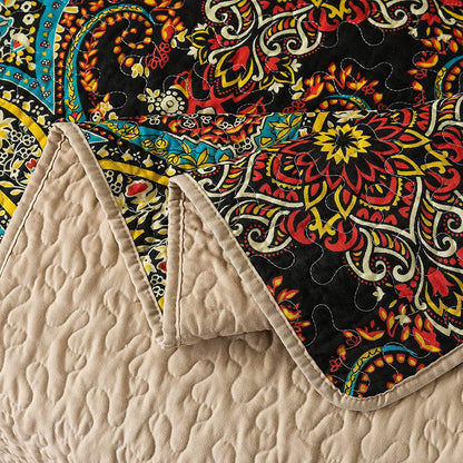 Quilted Throw Blanket for Bed Couch Sofa, European Rouge Floral
