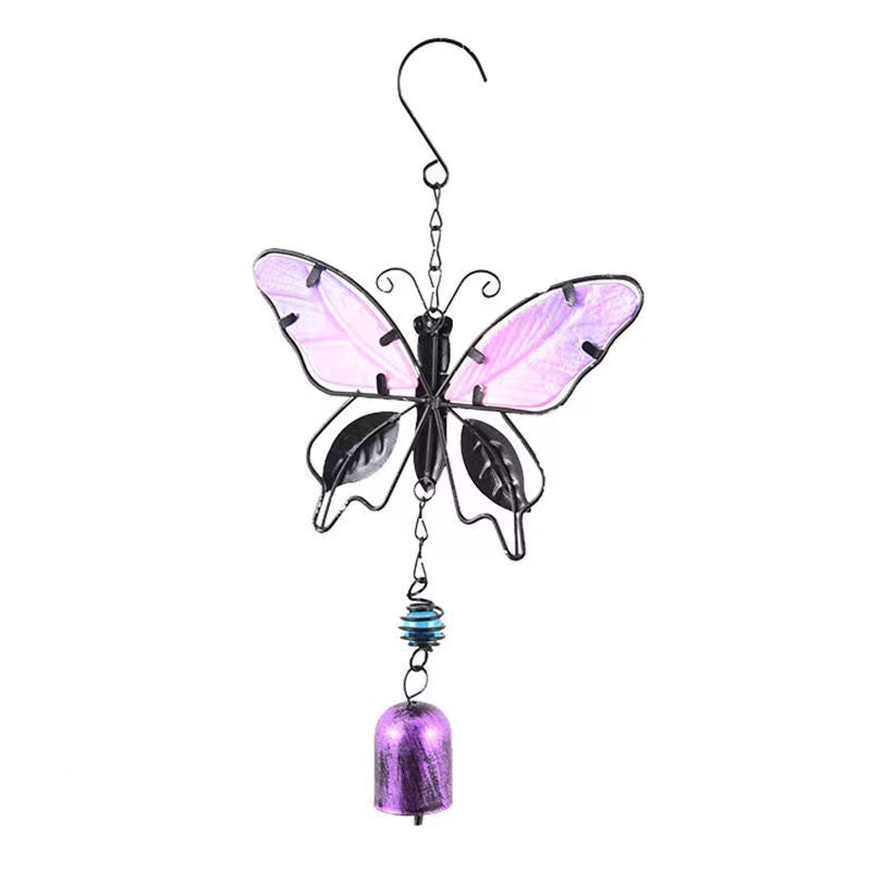 Iron wind Chimes Garden Decoration Metal Glass Butterfly Ornament