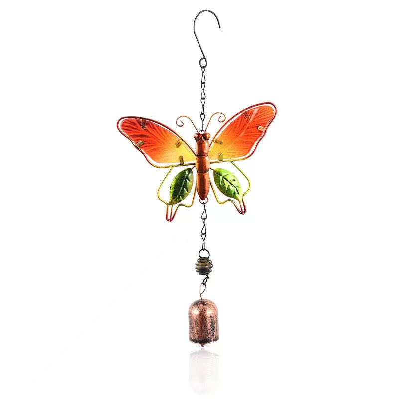 Iron wind Chimes Garden Decoration Metal Glass Butterfly Ornament