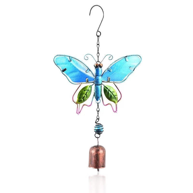 Iron wind Chimes Garden Decoration Metal Glass Butterfly Ornament