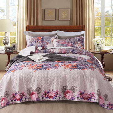 Cuvertură reversibilă din microfibră, cuvertură cu model floral vector colorat