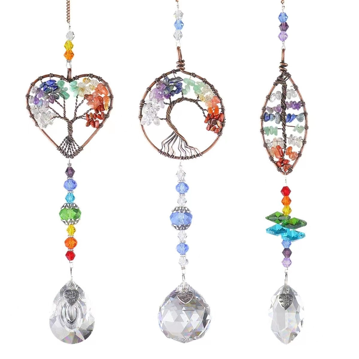 3PC Crystal Suncatchers for Windows Hanging Tree of Life Decor with Prisms