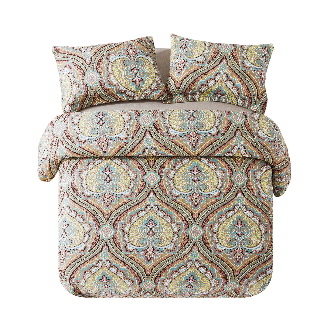 Cuvertură de pat din microfibră, 3 bucăți, set de lenjerie de pat reversibil cu design retro Cuverturi pentru toate anotimpurile 