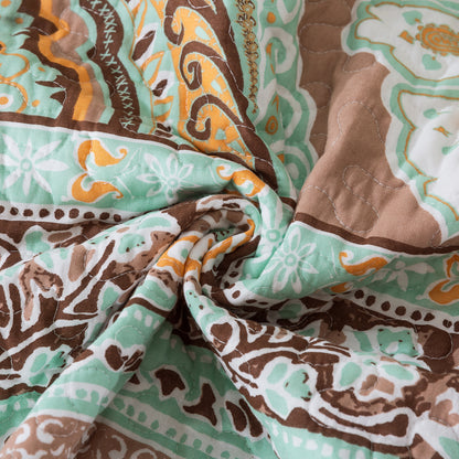 Quilt Bedspread Sets-Bohemian Circles Pattern Reversible Coverlet Set