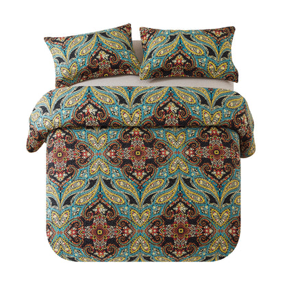 3 Piece Microfiber Bedspread Reversible-Retro Design Bedding Set All Season Quilts