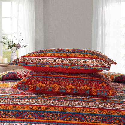 3 Piece Microfiber Bedspread Reversible-Retro Design Bedding Set All Season Quilts