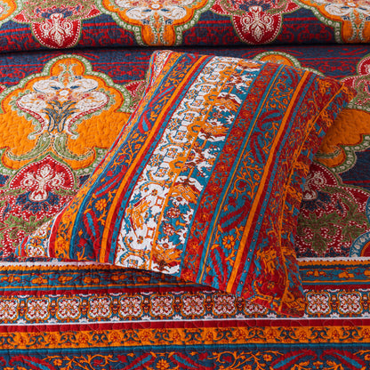 3 Piece Microfiber Bedspread Reversible-Retro Design Bedding Set All Season Quilts