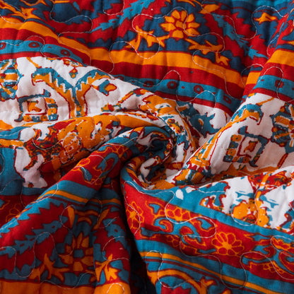 3 Piece Microfiber Bedspread Reversible-Retro Design Bedding Set All Season Quilts