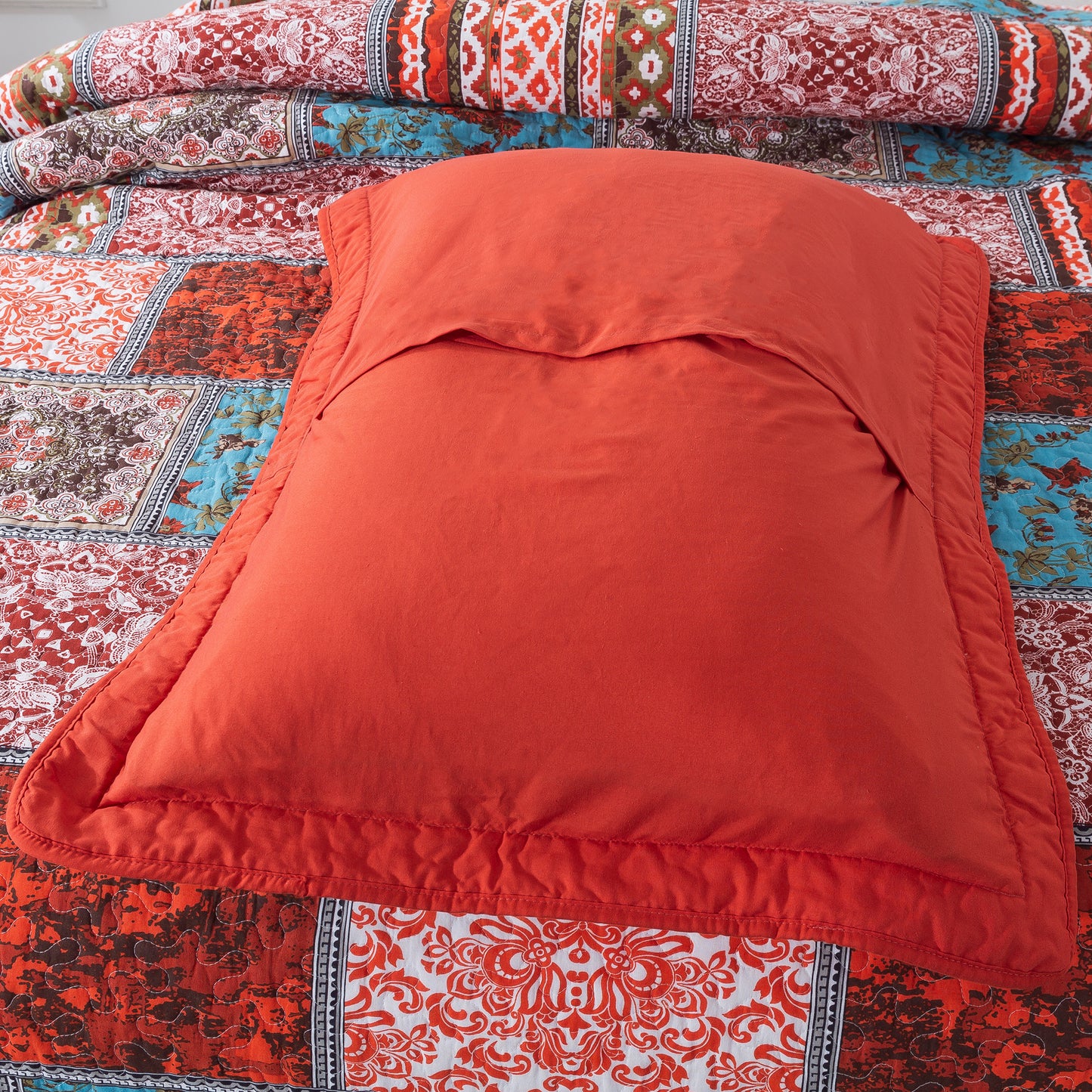 Cotton Bedspread Quilt Sets-Reversible Patchwork Coverlet Set